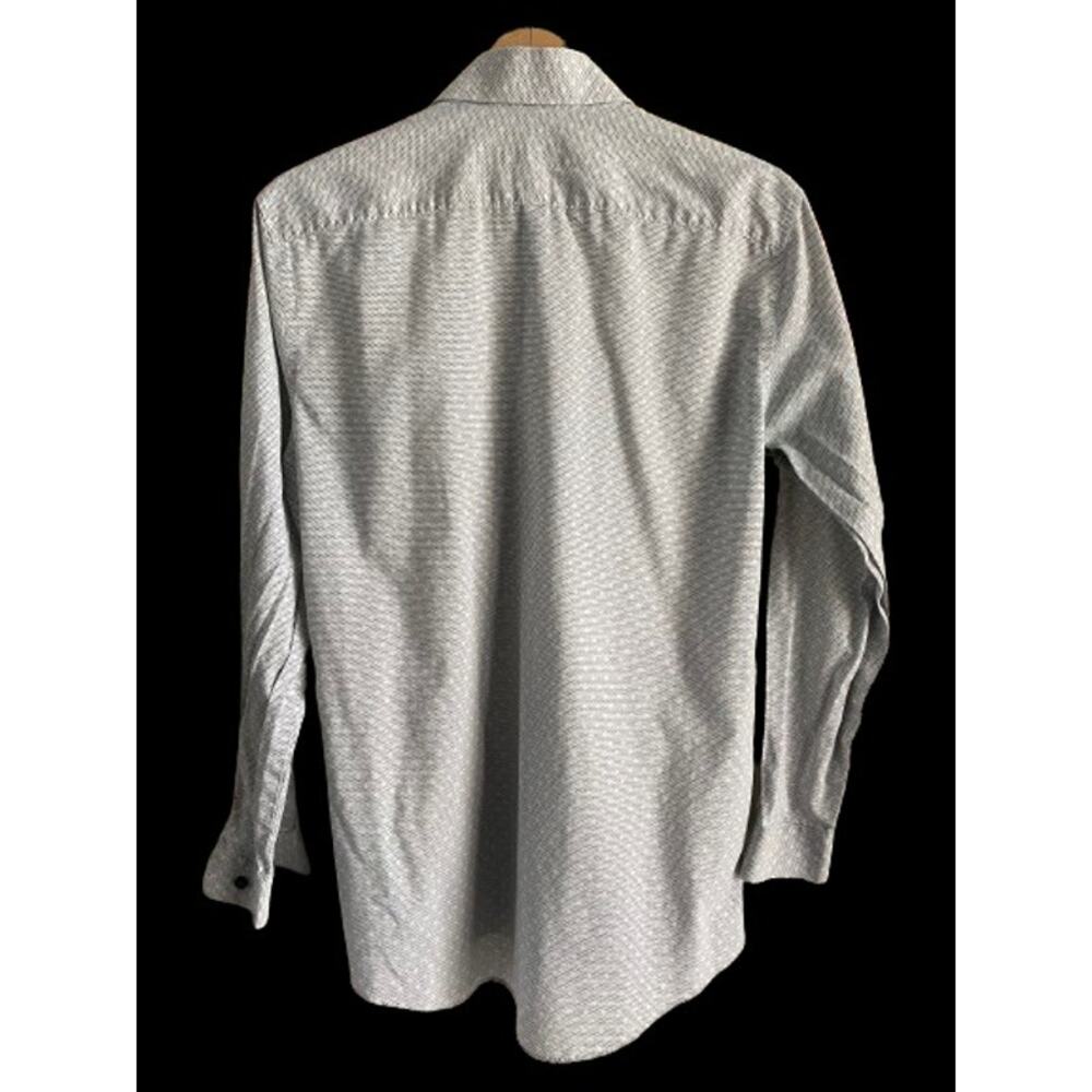 J Ferrar Button Up Gray Long Sleeve Stretch Slim Shirt Sz M - Picture 2 of 8